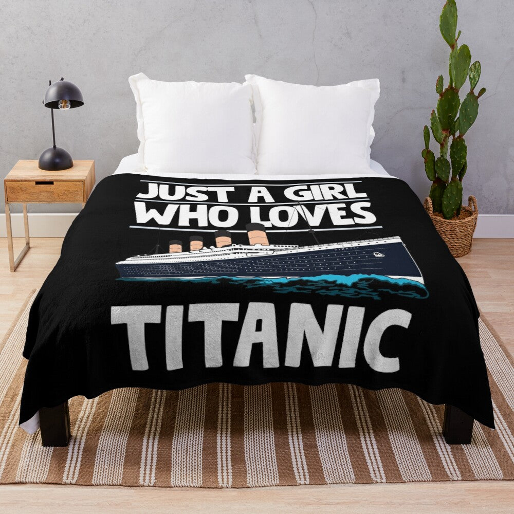 Plush Titanic ship-themed blanket for Titanic lovers