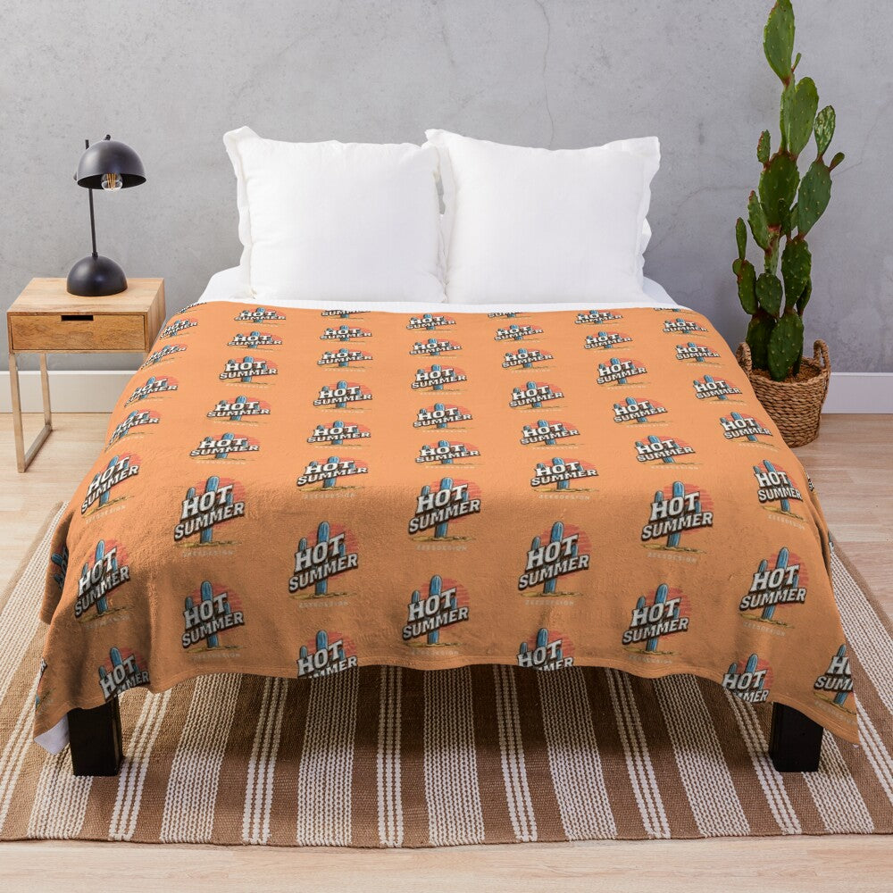 Colorful abstract plush blanket with summer and desert design