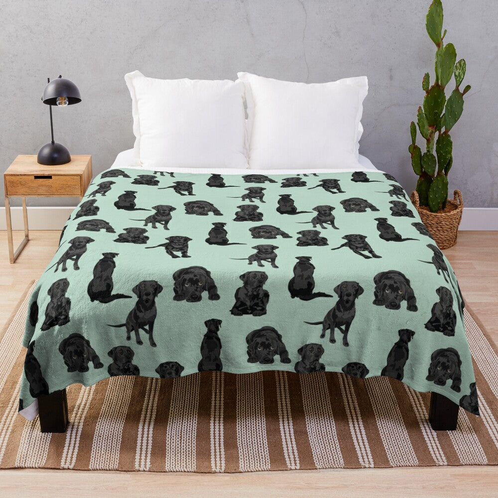 Soft black labrador retriever plush blanket