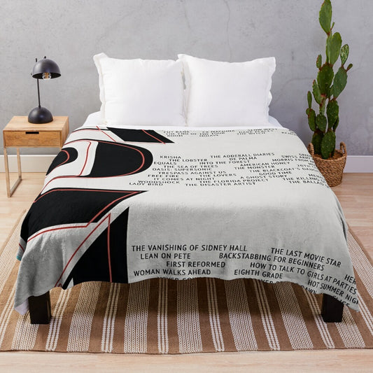 Plush blanket featuring a vintage-style design inspired by the A24 film Twenty Four