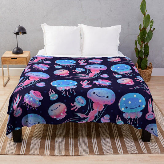 Polka dot jellyfishe plush blanket