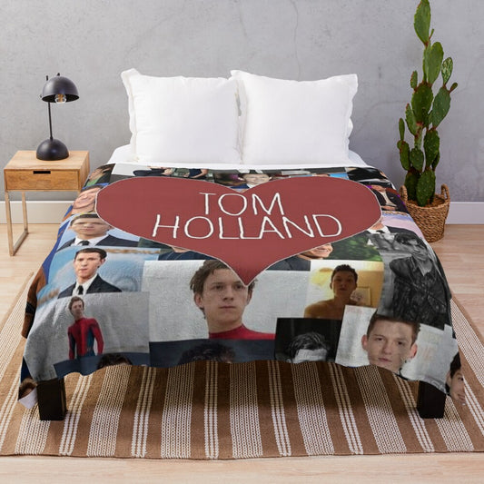 Soft and cozy plush blanket featuring Tom Holland as Spider-Man