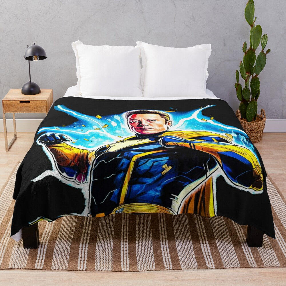 Elon Musk inspired superhero plush blanket