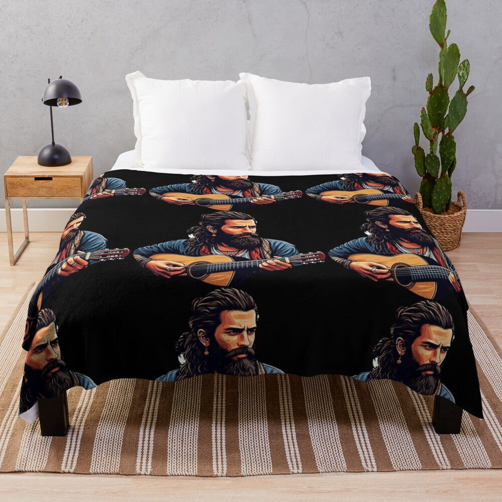 Barış Manço, the iconic Turkish music legend, featured on a soft plush blanket