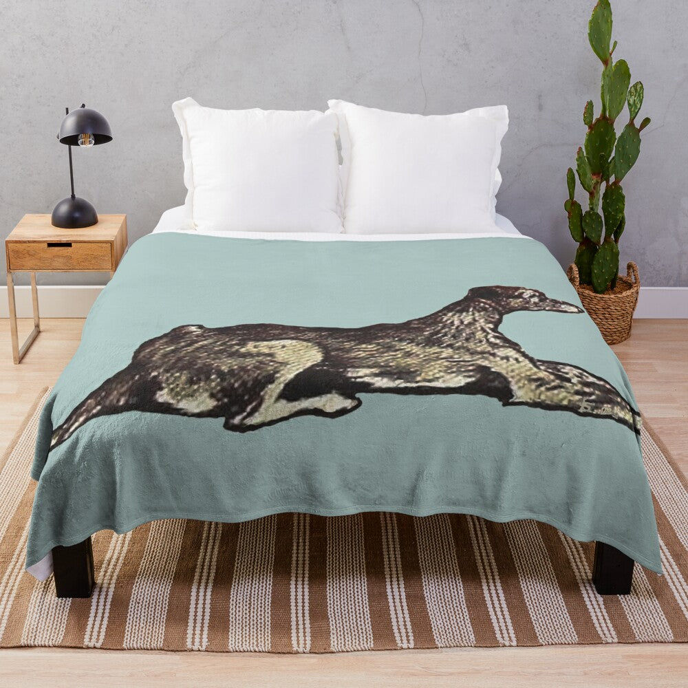 Cecil Aldin-Inspired Deerhound Plush Blanket