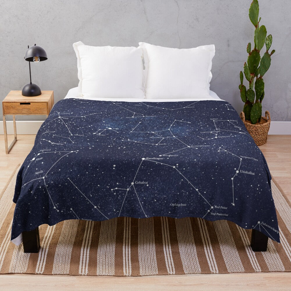 Constellations plush blanket with starry night design