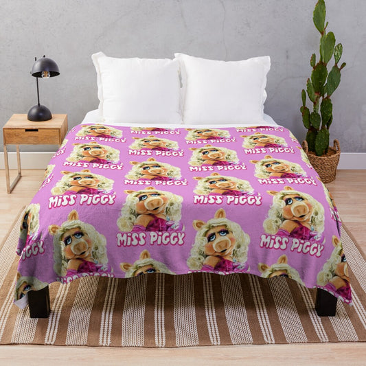 Miss Piggy inspired plush blanket featuring fan art illustration