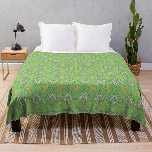 Colorful Thai-patterned plush blanket for home decor