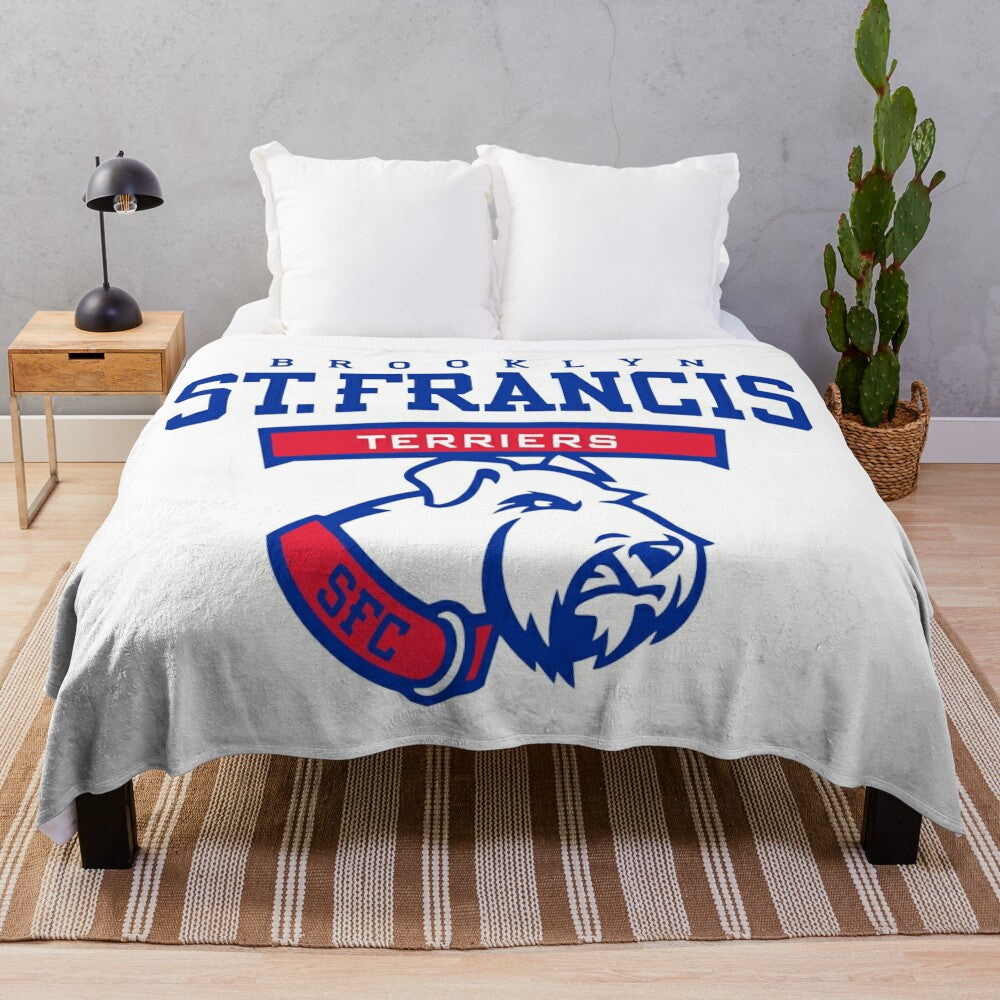 Plush blanket featuring the Francis_Brooklyn_Terriers team logo