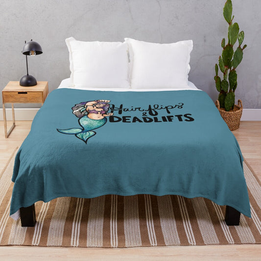 Plush blanket featuring hair flips and deadlifts design