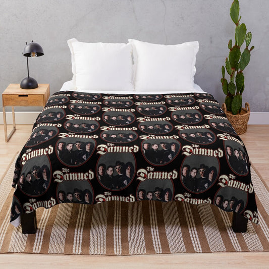 Plush blanket featuring the iconic logo and design of the British punk band The Damned