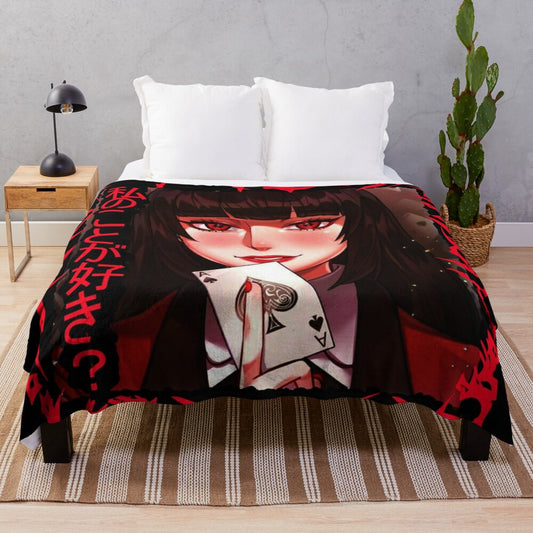 Yumeko Jabami inspired plush blanket, featuring the beloved Kakegurui character