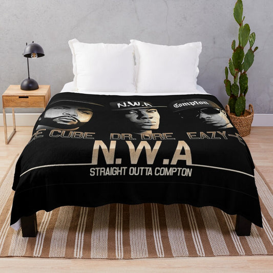 NWA Plush Blanket with Vintage-Inspired Black and White Design