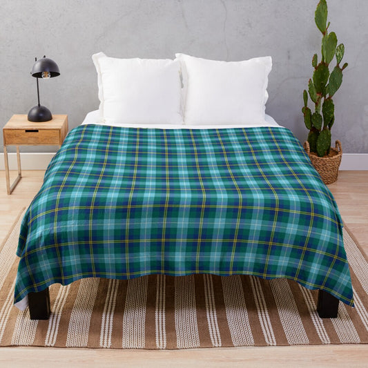 Clan Porteous Tartan Plush Blanket with Colorful Scottish Plaid Pattern