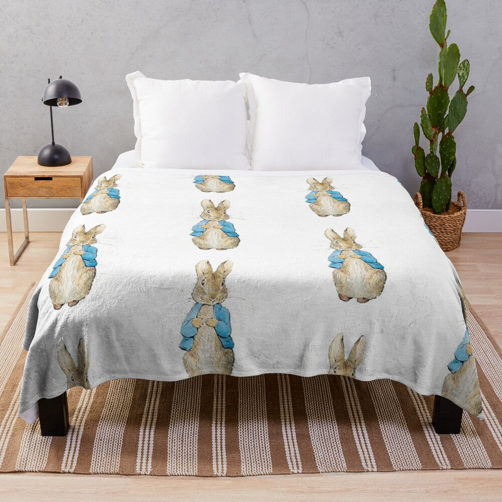 Soft, plush blanket featuring a Peter Rabbit-inspired design