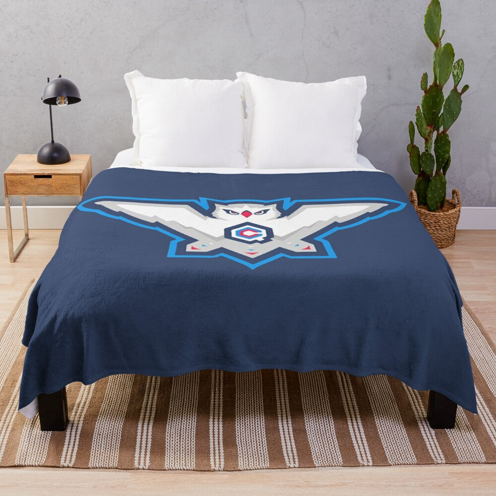 Quebec City Citadelles Plush Blanket with Hockey Player Graphic