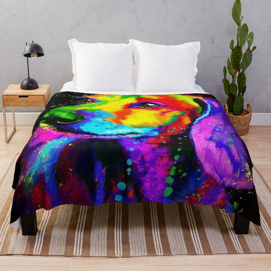 Colorful dachshund dog pop art design on plush blanket