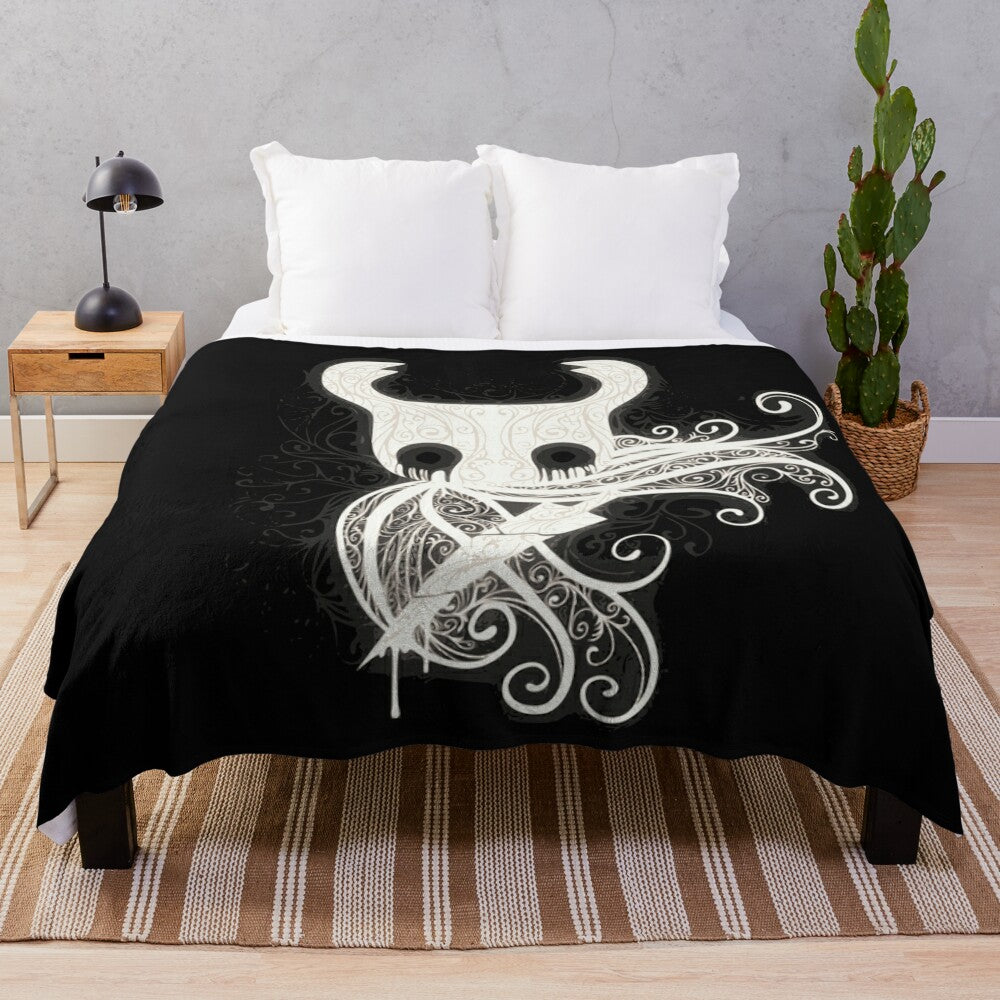 Hollow Knight "Born of God and Void" plush blanket featuring the iconic Knight character