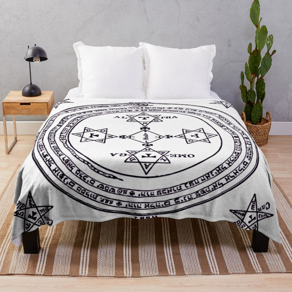 Plush blanket featuring the Seal of Solomon, a mystical occult symbol