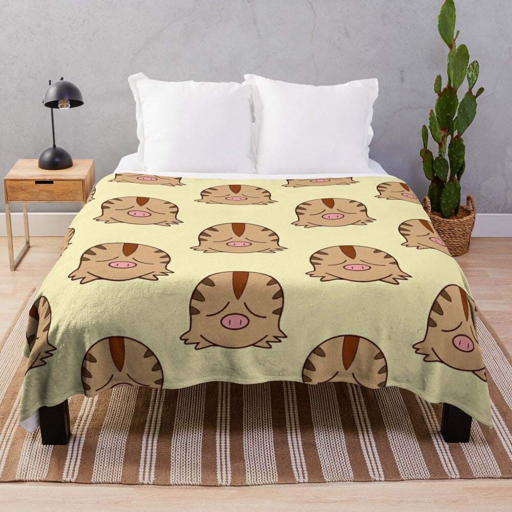 Cute chibi-style pig plush blanket