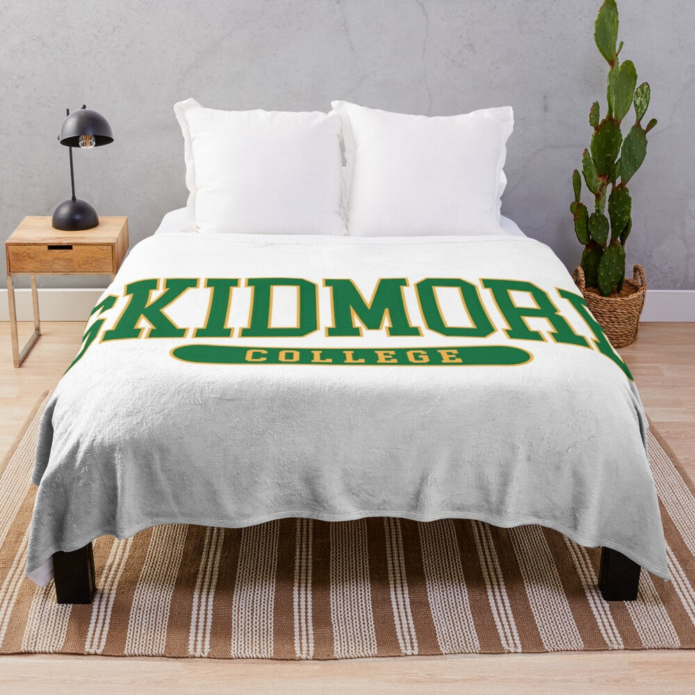 Soft and comfortable plush blanket featuring the Skidmore College logo and design