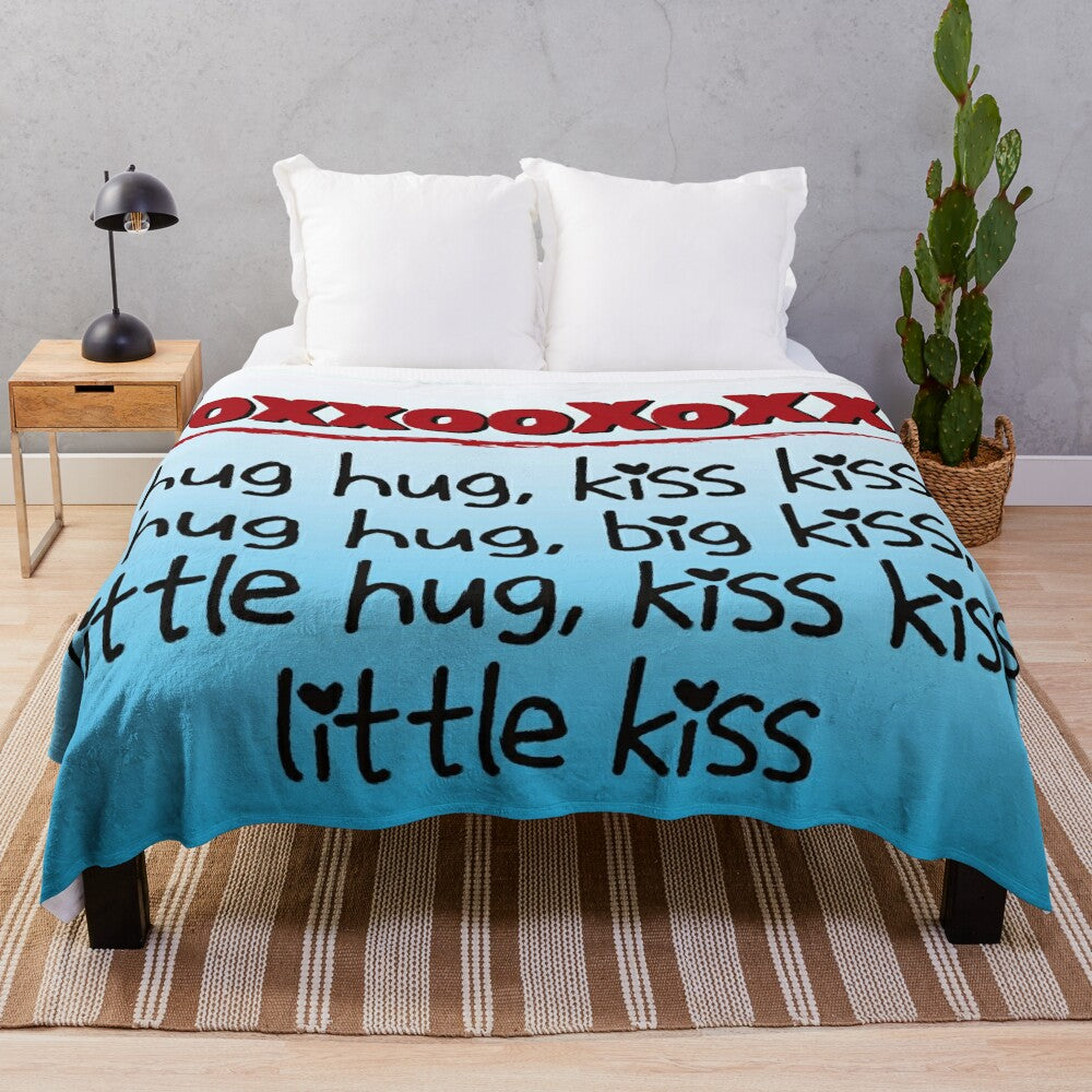 Nacho Libre inspired plush blanket with movie quote "Hug Hug Kiss Kiss"