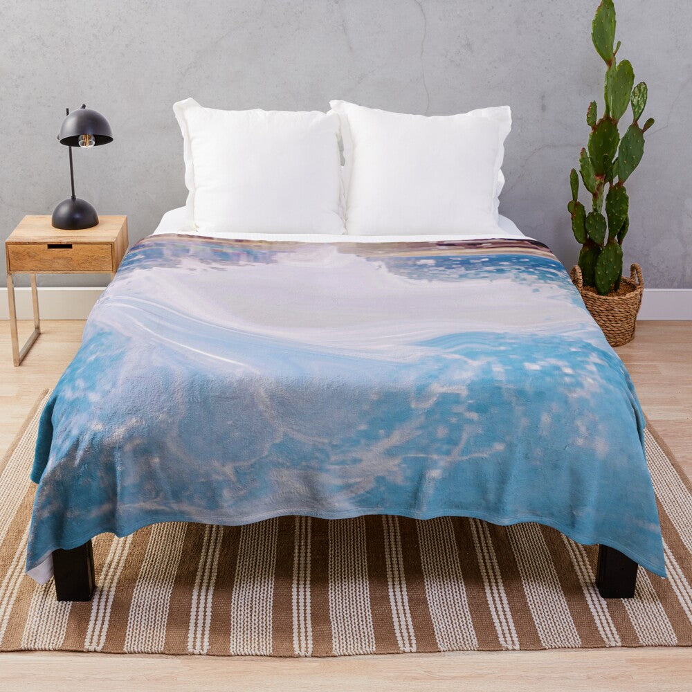 Colorful abstract patterned plush blanket with vibrant and psychedelic design