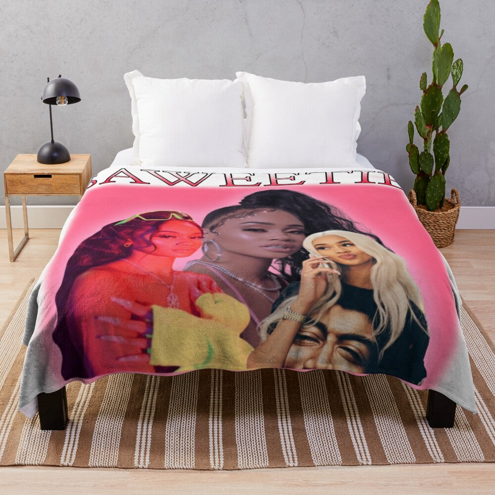 Saweetie inspired bootleg graphic plush blanket