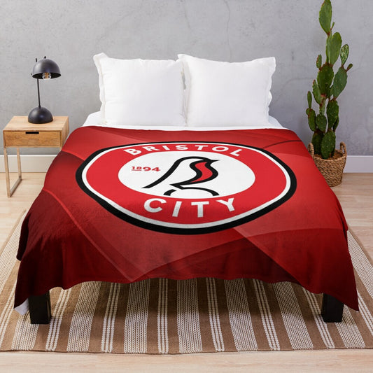 Bristol FC inspired plush blanket with white and red colors