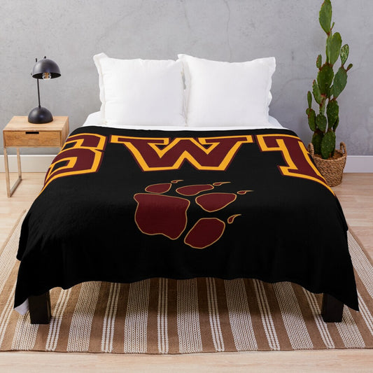 Soft plush blanket with Texas State University logo