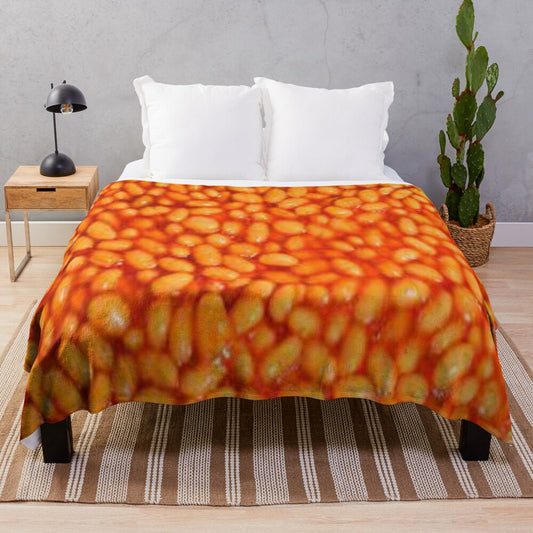 Baked Beans Plush Blanket with Soft, Warm Fabric