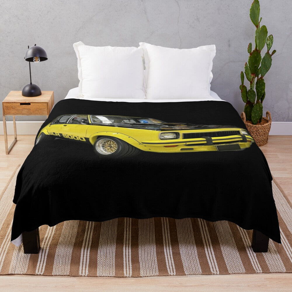 Holden Torana 1974 yellow metallic plush blanket