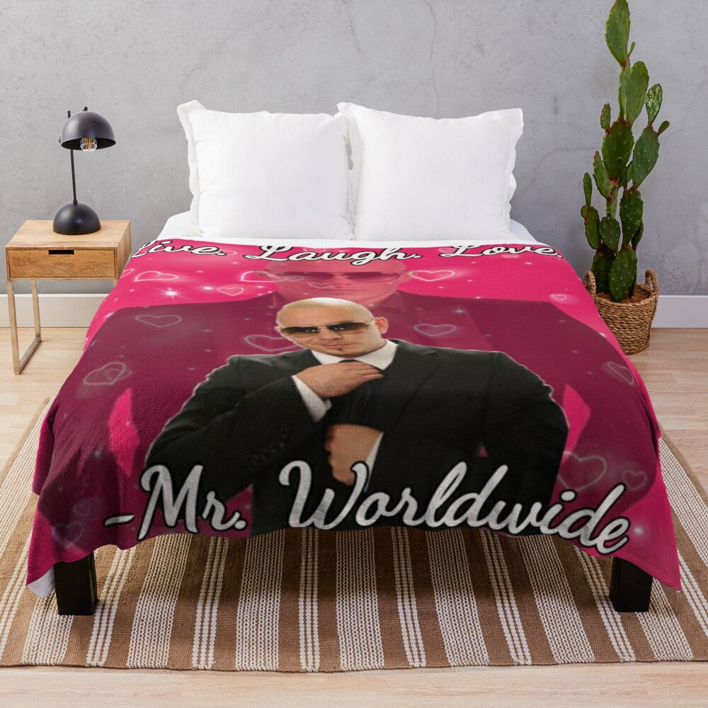 Pitbull inspired "Live. Laugh. Love." plush blanket