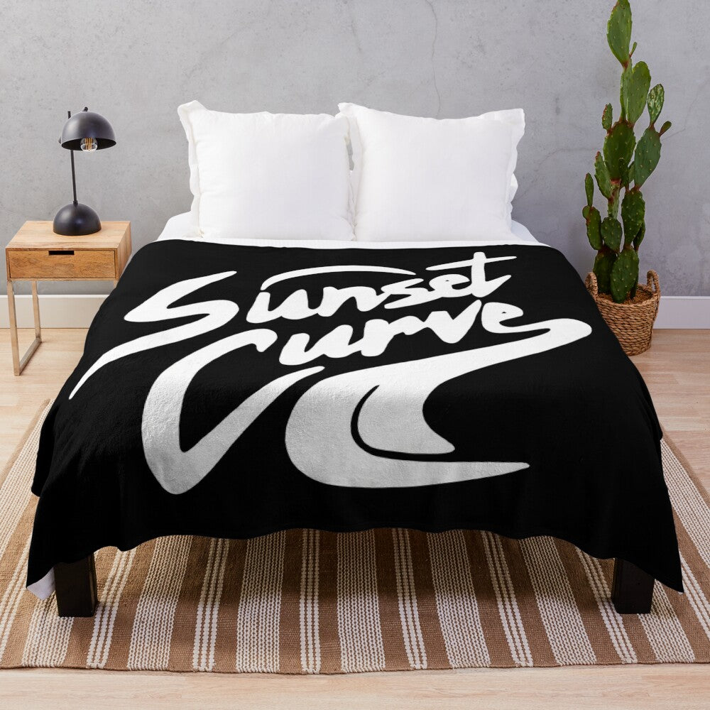 Sunset Curve Inspired Plush Blanket with White Logo Design