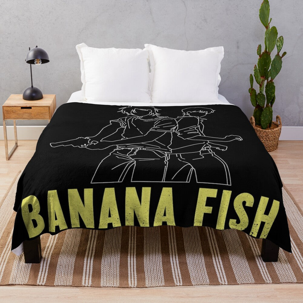 Banana Fish Ash and Eiji Silhouette Plush Blanket