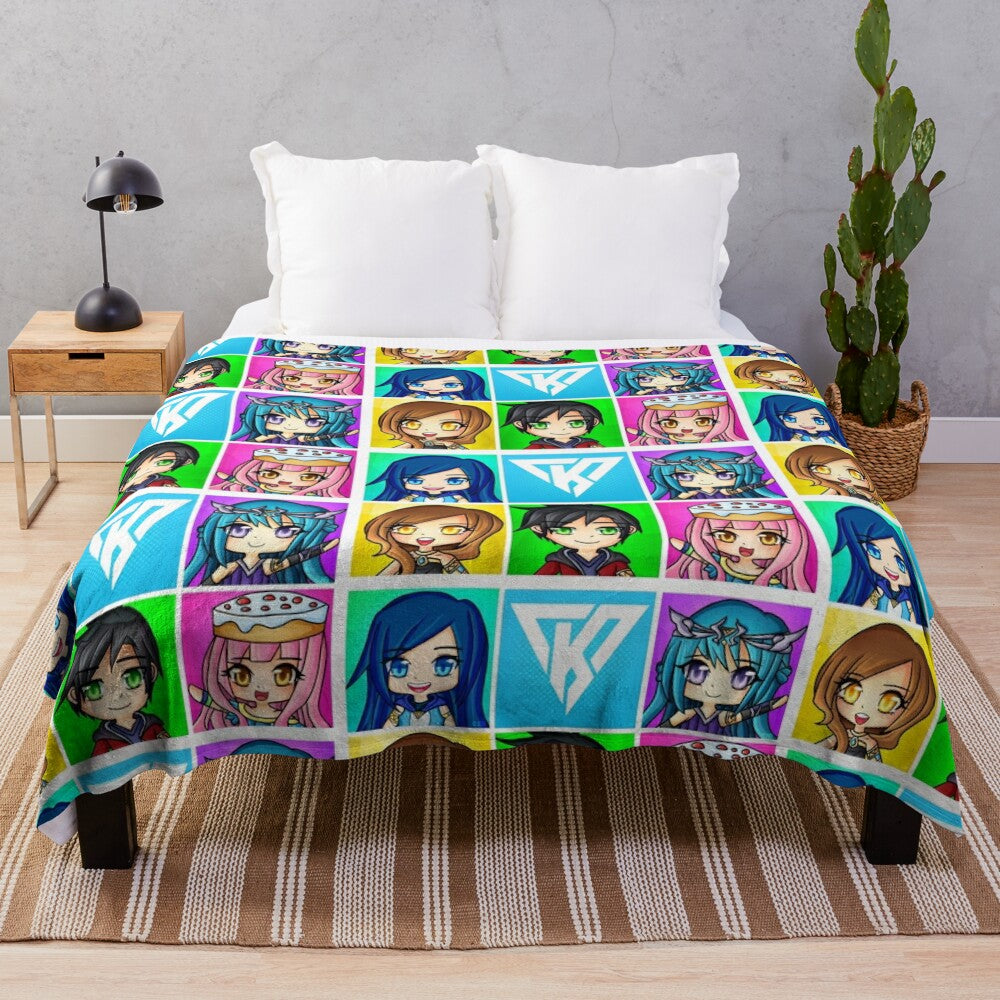 Soft and cozy plush blanket with cartoon designs