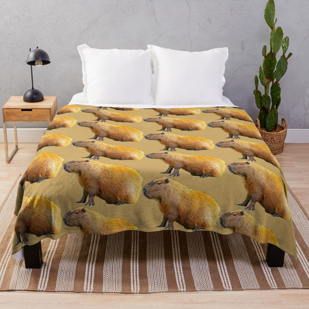 Capybara plush blanket with soft, cozy design