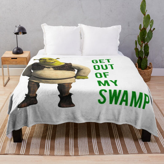 Soft and cuddly Shrek-themed plush blanket