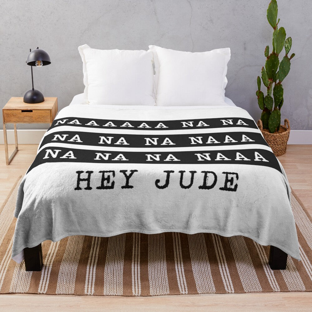 Plush blanket featuring the Beatles' classic song "Hey Jude"