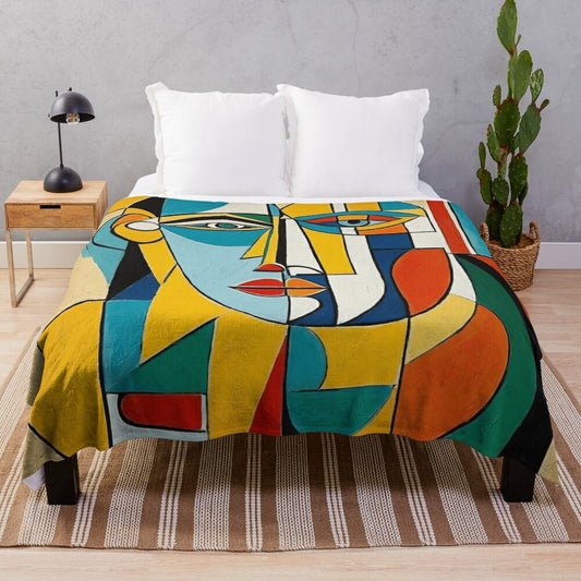 Colorful abstract pattern plush blanket for modern home