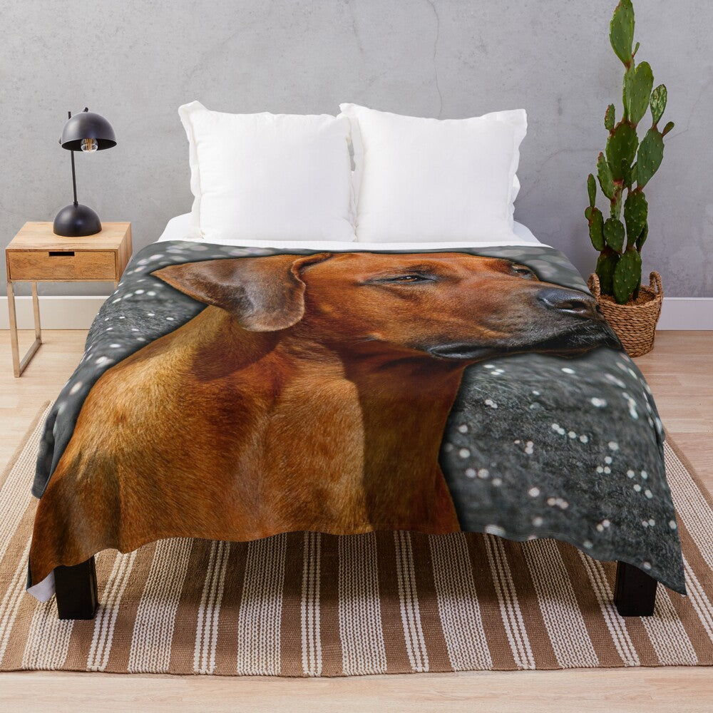 Rhodesian Ridgeback dog silhouette plush blanket