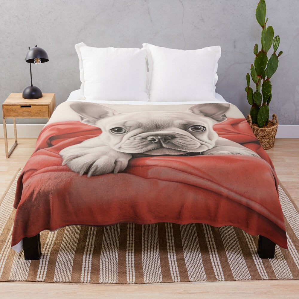 Cozy french bulldog puppy plush blanket