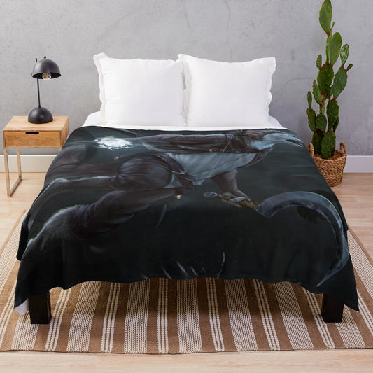 Plush blanket featuring an anthro canine character in a dark, fantasy-inspired design