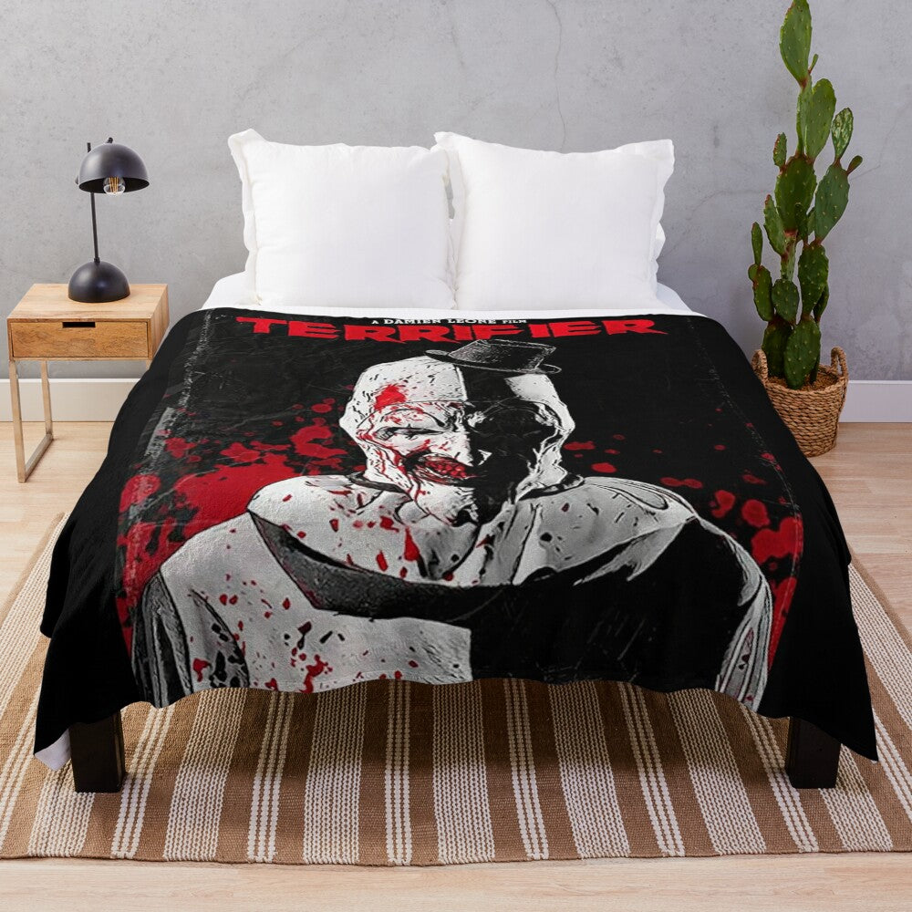 Terrifier 2 horror movie inspired plush blanket