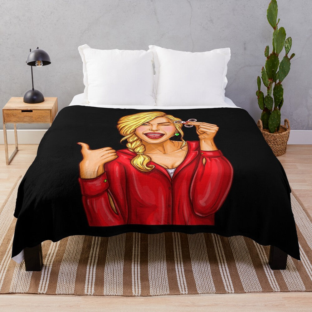 Colorful pop art woman fidgeter design plush blanket