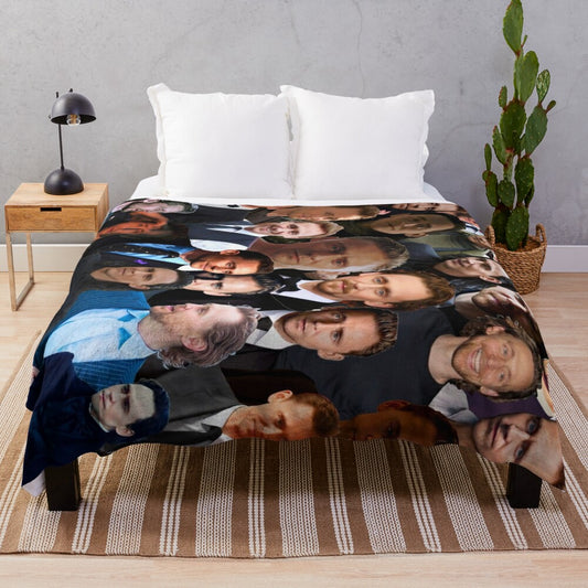 Tom Hiddleston photo collage printed on a soft, cozy plush blanket