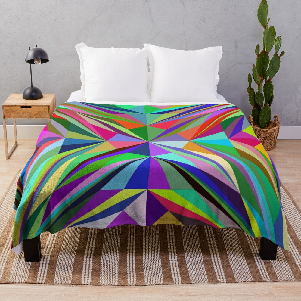 Colorful abstract mandala pattern plush blanket