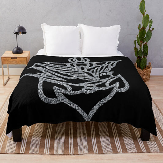 Plush blanket featuring a guitar design