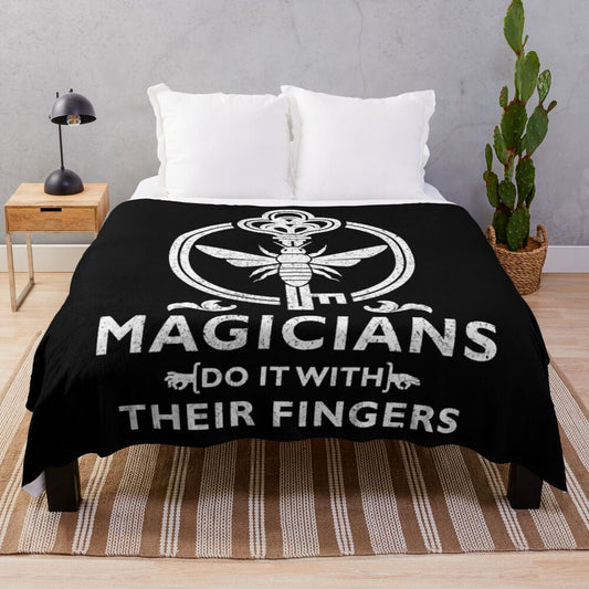 Plush blanket with magic and entertainment theme