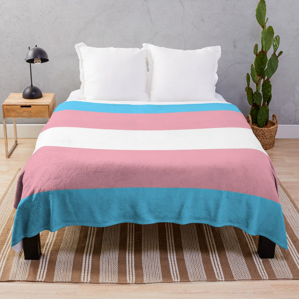 Transgender pride flag plush blanket with colorful pride colors